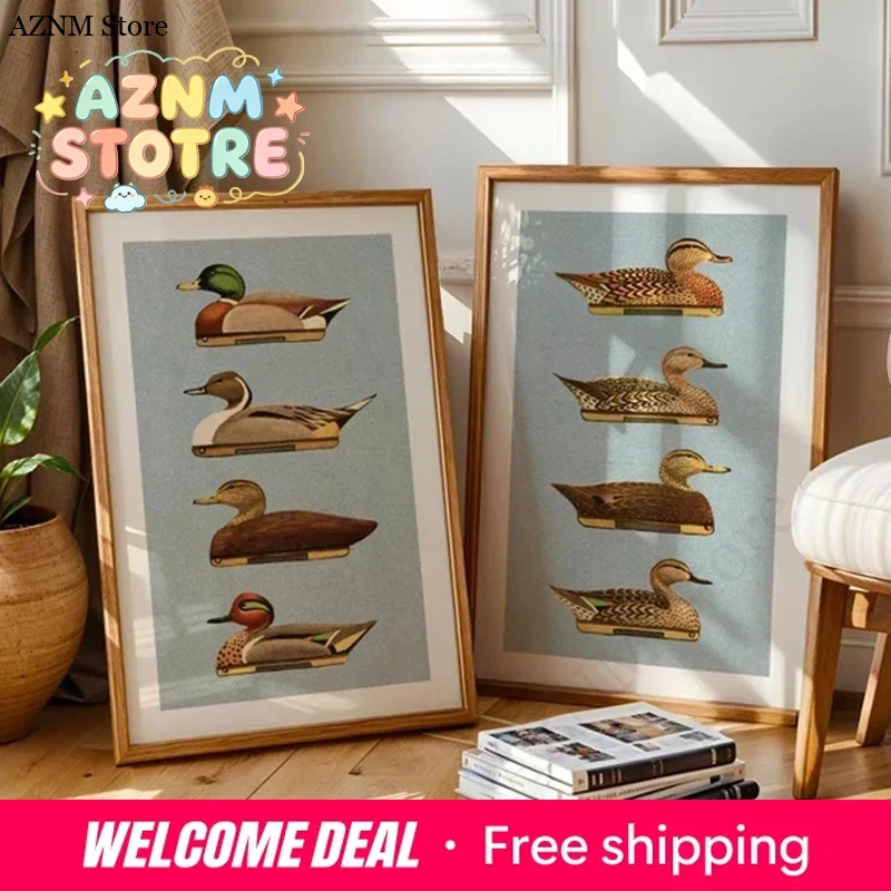 Outdoor Hunting Gifts - Retro Duck Prints Outdoors Art Duck
