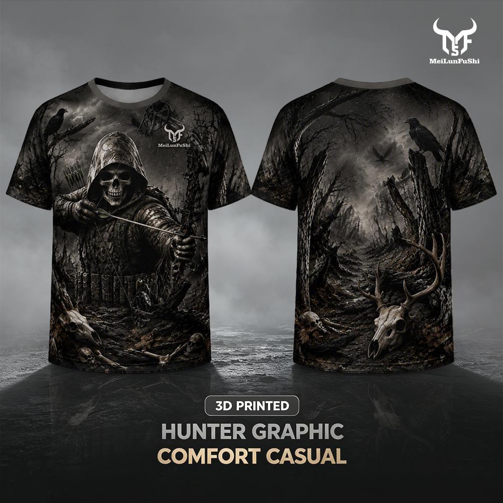 Gothic Skull Archer 3D Print T - Outdoor Hunting Graphic Tees ulasan dan harga