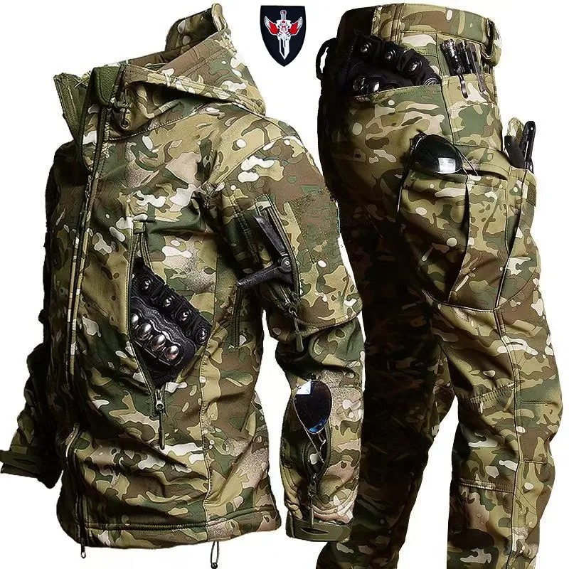 Soft Shell Camouflage Jacket M - Outdoor Hunting Hoodie ulasan dan harga