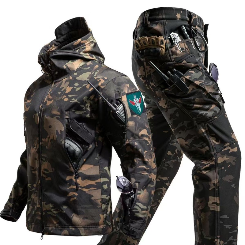 Soft Shell Camouflage Jacket M - Outdoor Hunting Hoodie ulasan dan harga