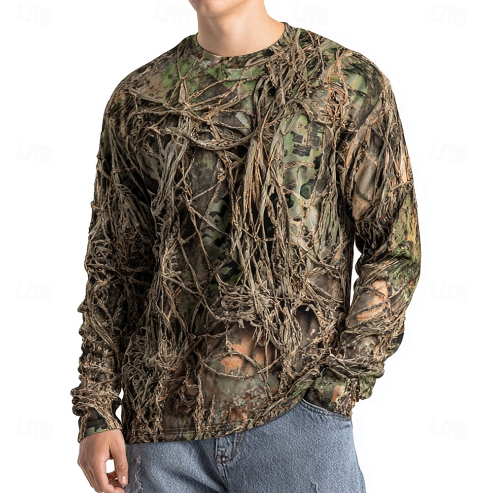 Men's Camo Animal Print Long S - Outdoor Hunting Graphic Tees ulasan dan harga