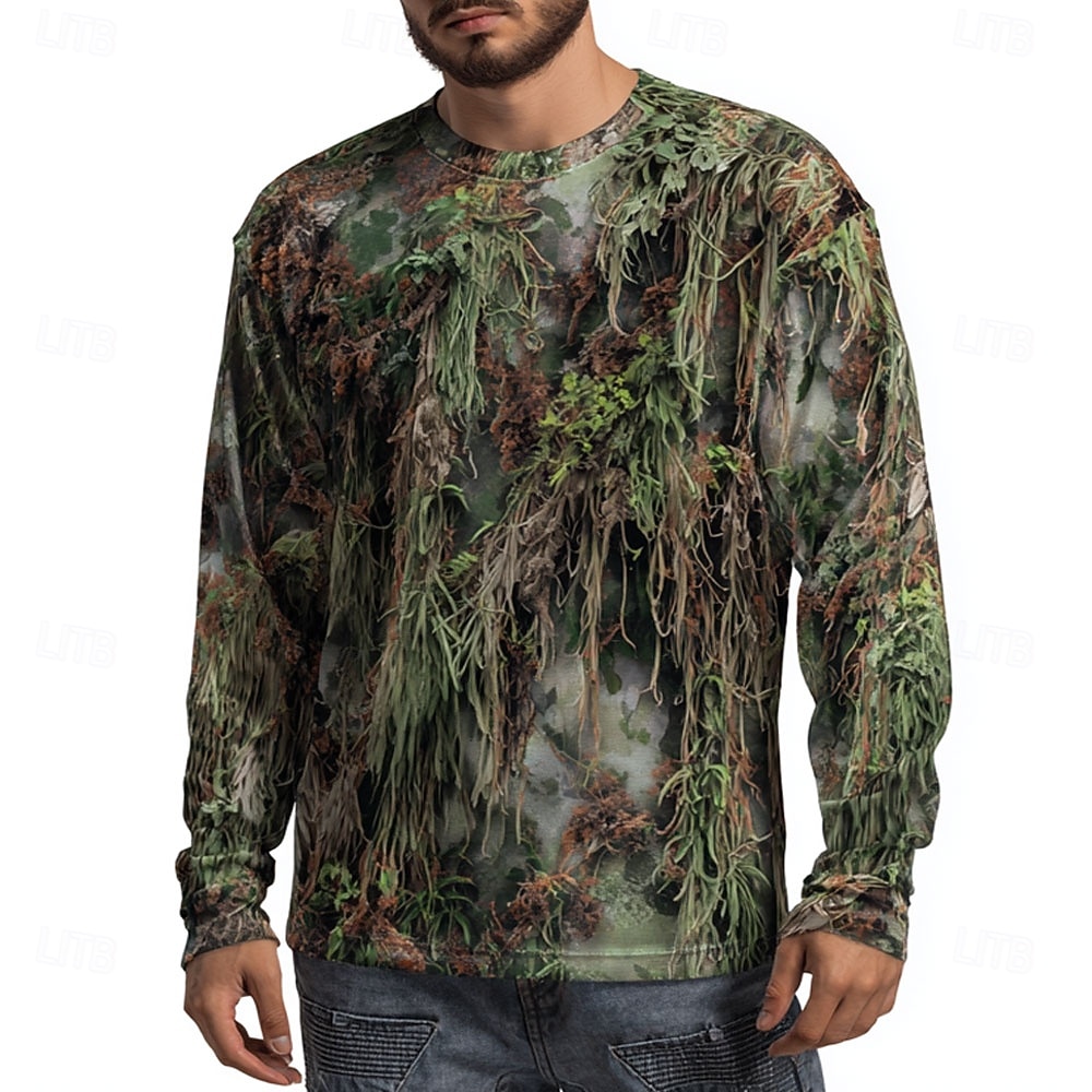 Men's Camo Animal Print Long S - Outdoor Hunting Graphic Tees ulasan dan harga