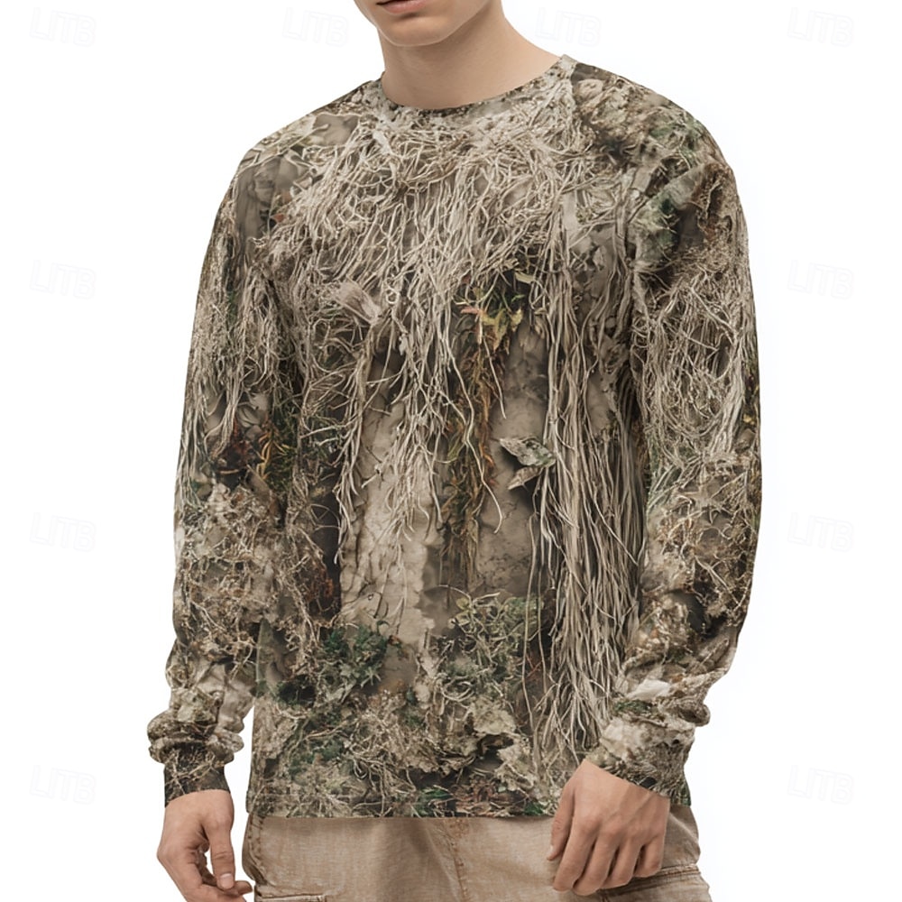 Men's Camo Animal Print Long S - Outdoor Hunting Graphic Tees ulasan dan harga