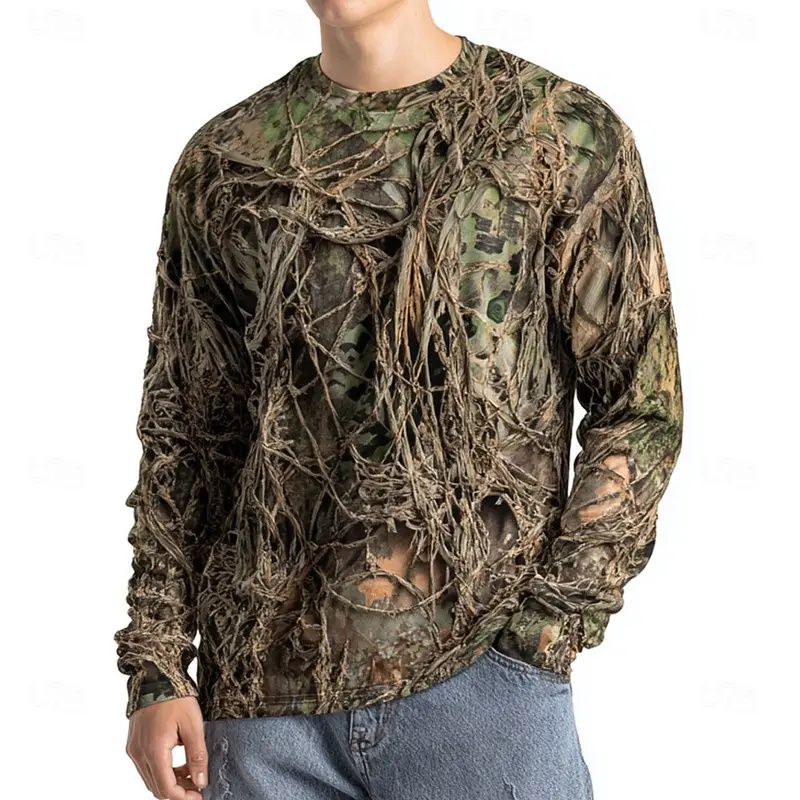 Men's Camo Animal Print Long S - Outdoor Hunting Graphic Tees ulasan dan harga