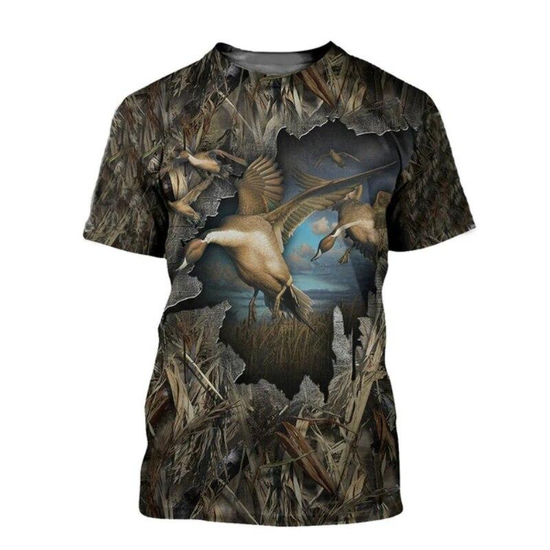 Men Camo Duck Hunting 3D Print - Outdoor Hunting Graphic Tees ulasan dan harga