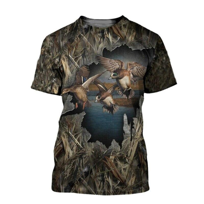 Men Camo Duck Hunting 3D Print - Outdoor Hunting Graphic Tees ulasan dan harga