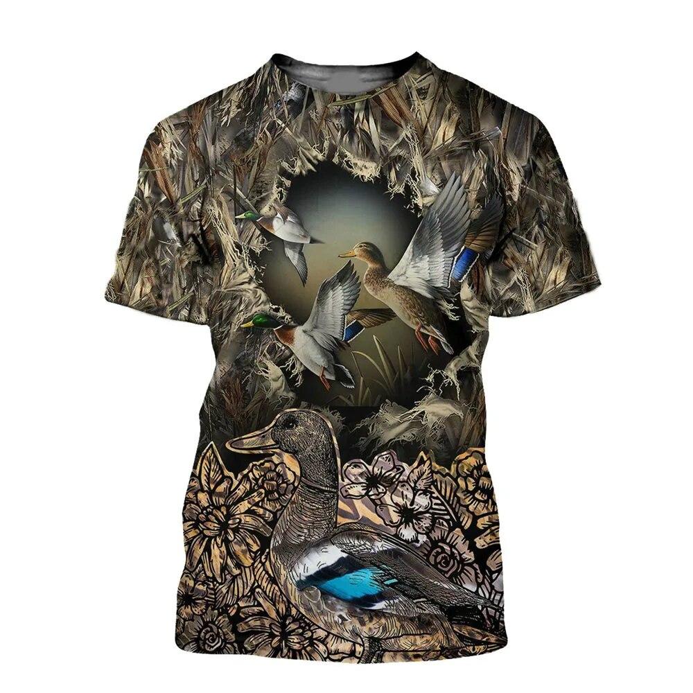 Men Camo Duck Hunting 3D Print - Outdoor Hunting Graphic Tees ulasan dan harga