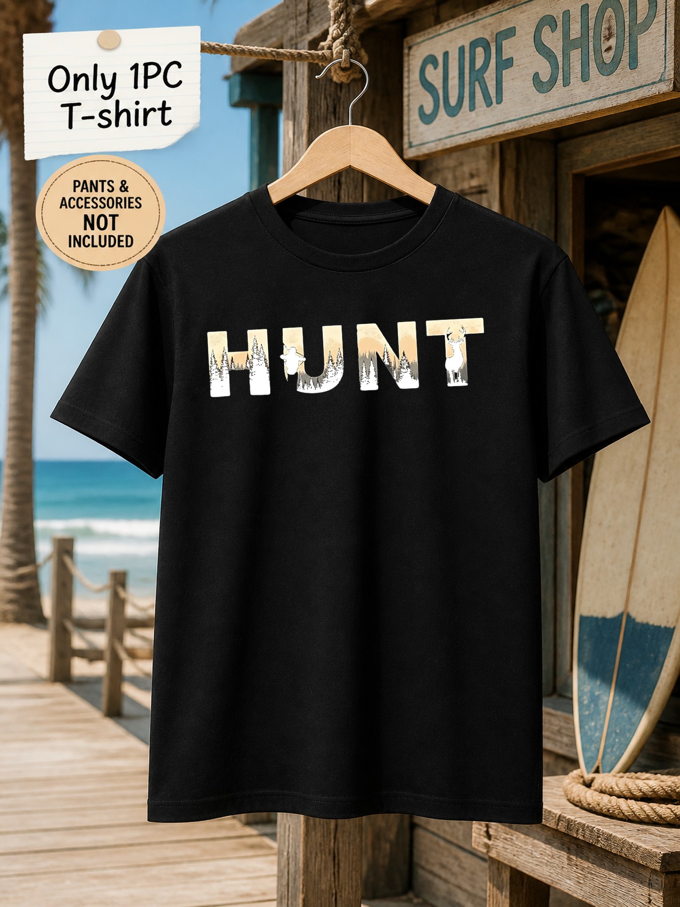 1pc Men'S Graphic T-Shirt Hunt - Outdoor Hunting Graphic Tees ulasan dan harga
